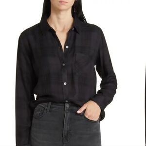 Rails Hunter Plaid Button Up Shirt In Onyx Jet Small